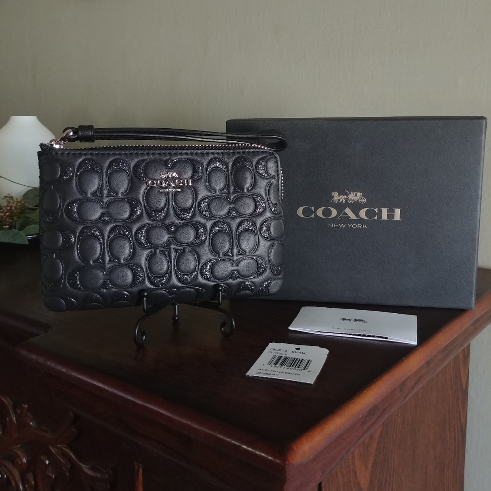 COACH Signature Embossed Wristlet/Pouch